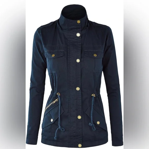 Casual Military Jacket Safari Utility Lightweight Detachable Hoodie - Picture 3 of 6